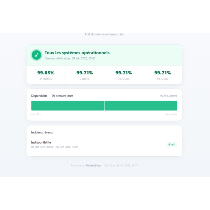 Monitoring de site 24h/24 — Surveillance & alertes | MyWebShop